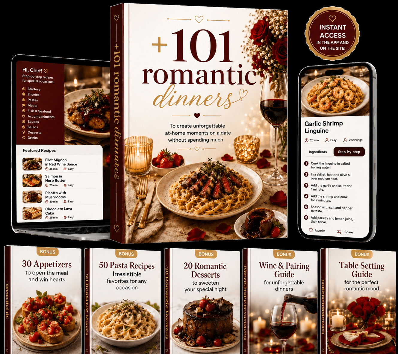 Mosaico com prévia das 188 receitas extras da Chef Luana